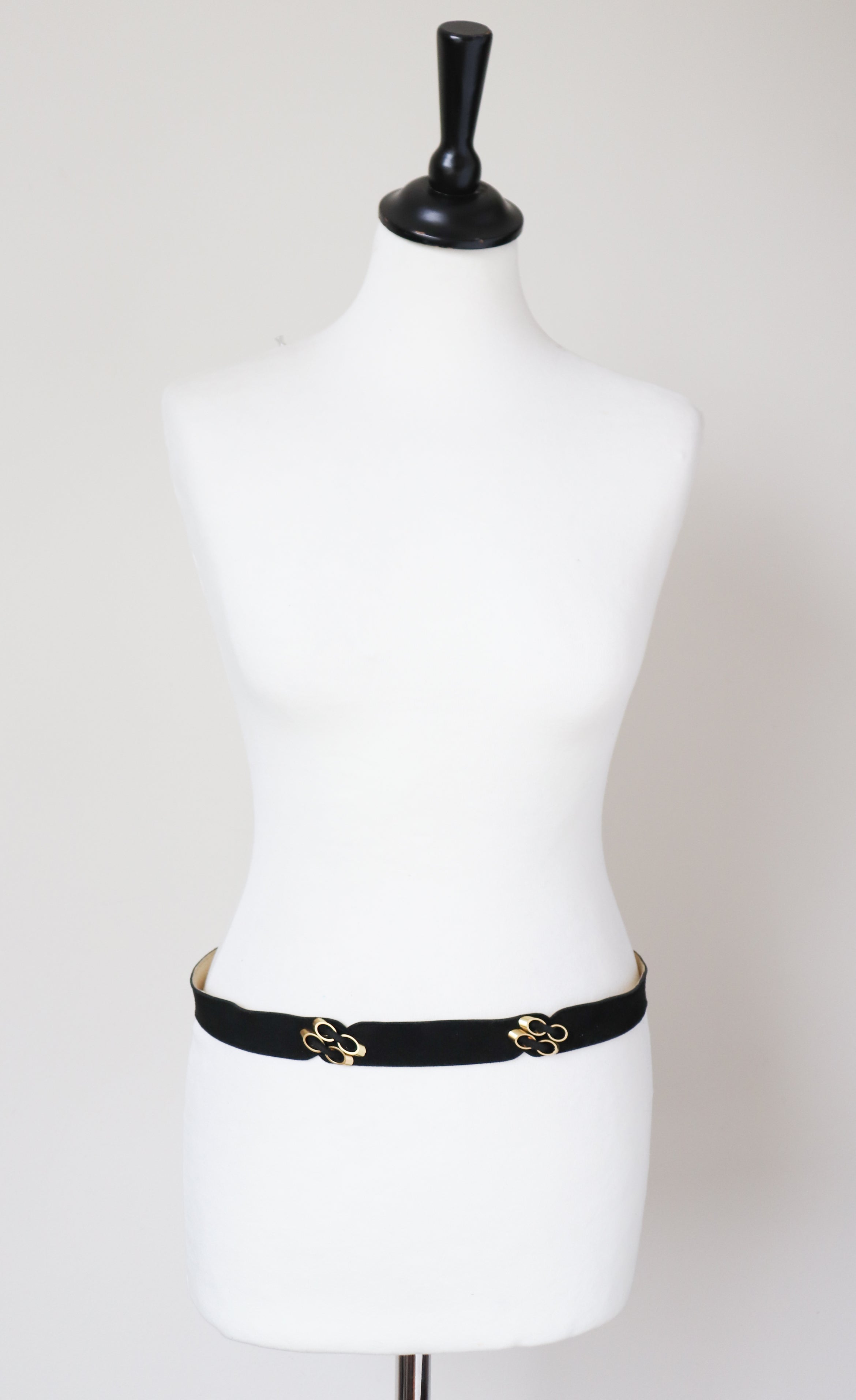 Black Suede Leather 1960s Vintage Belt - Slim - Medium / Large