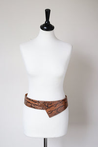 Genuine Snakeskin Tan Leather Vintage Corset Belt - Wide - Brown - Small
