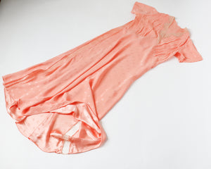 Vintage 1940s / 1950s Maxi Nightdress / Evening Dress - Salmon Pink - M / UK 12