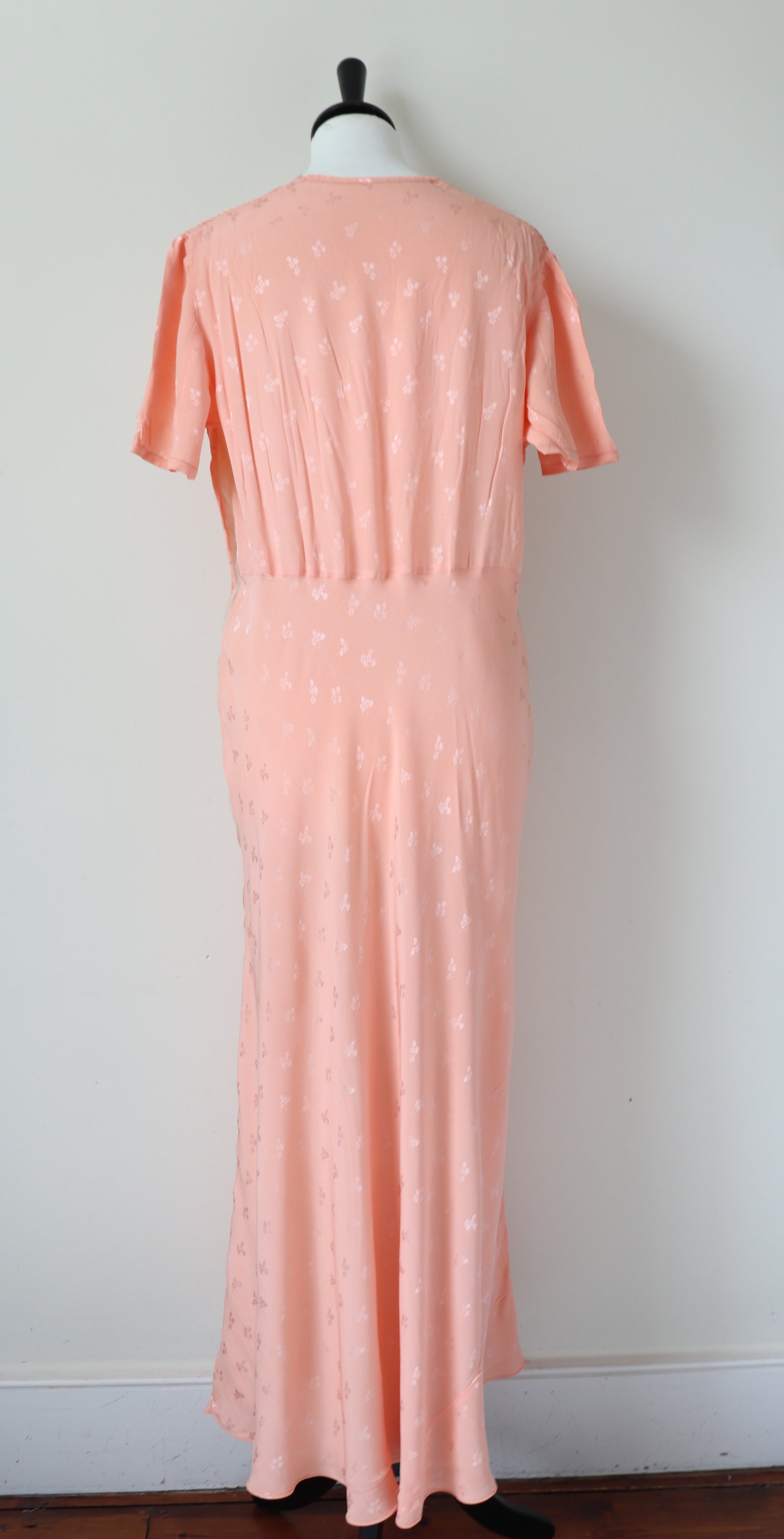 Vintage 1940s / 1950s Maxi Nightdress / Evening Dress - Salmon Pink - M / UK 12