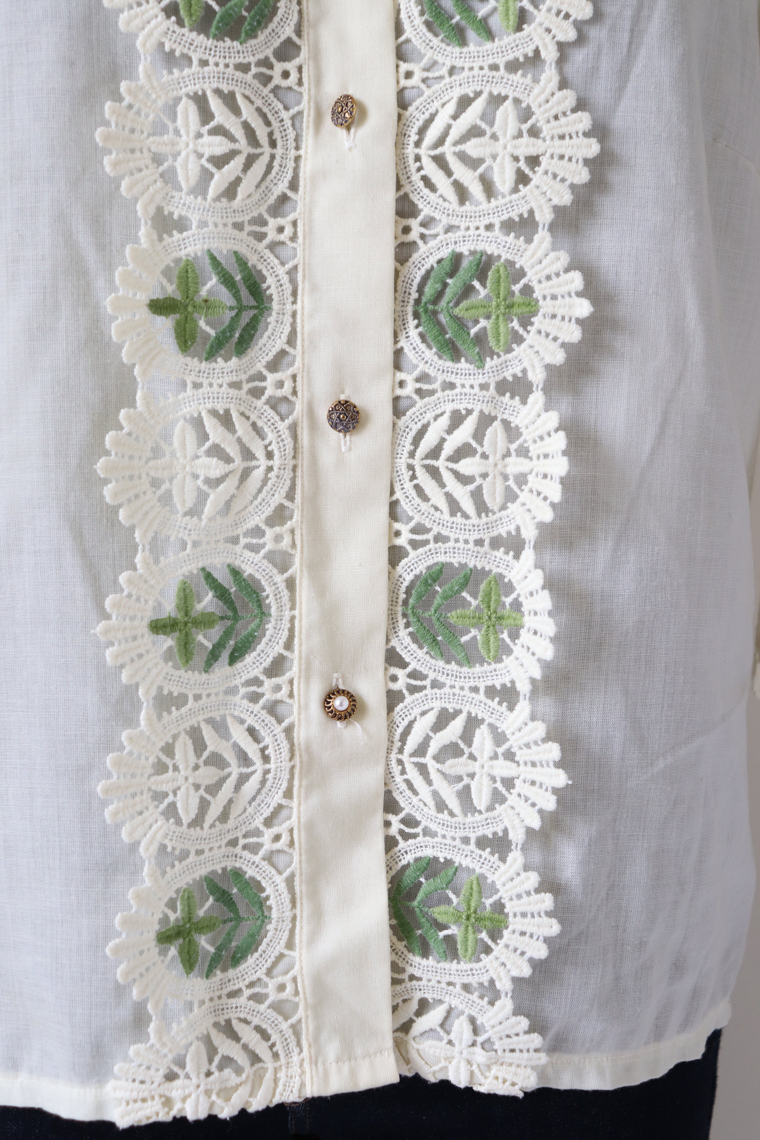 Vintage 1960s / 1970s Tyrol / Peasant Blouse - Cream / Lace - L / UK 14