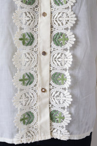 Vintage 1960s / 1970s Tyrol / Peasant Blouse - Cream / Lace - L / UK 14