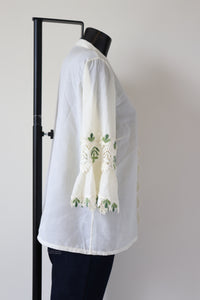 Vintage 1960s / 1970s Tyrol / Peasant Blouse - Cream / Lace - L / UK 14