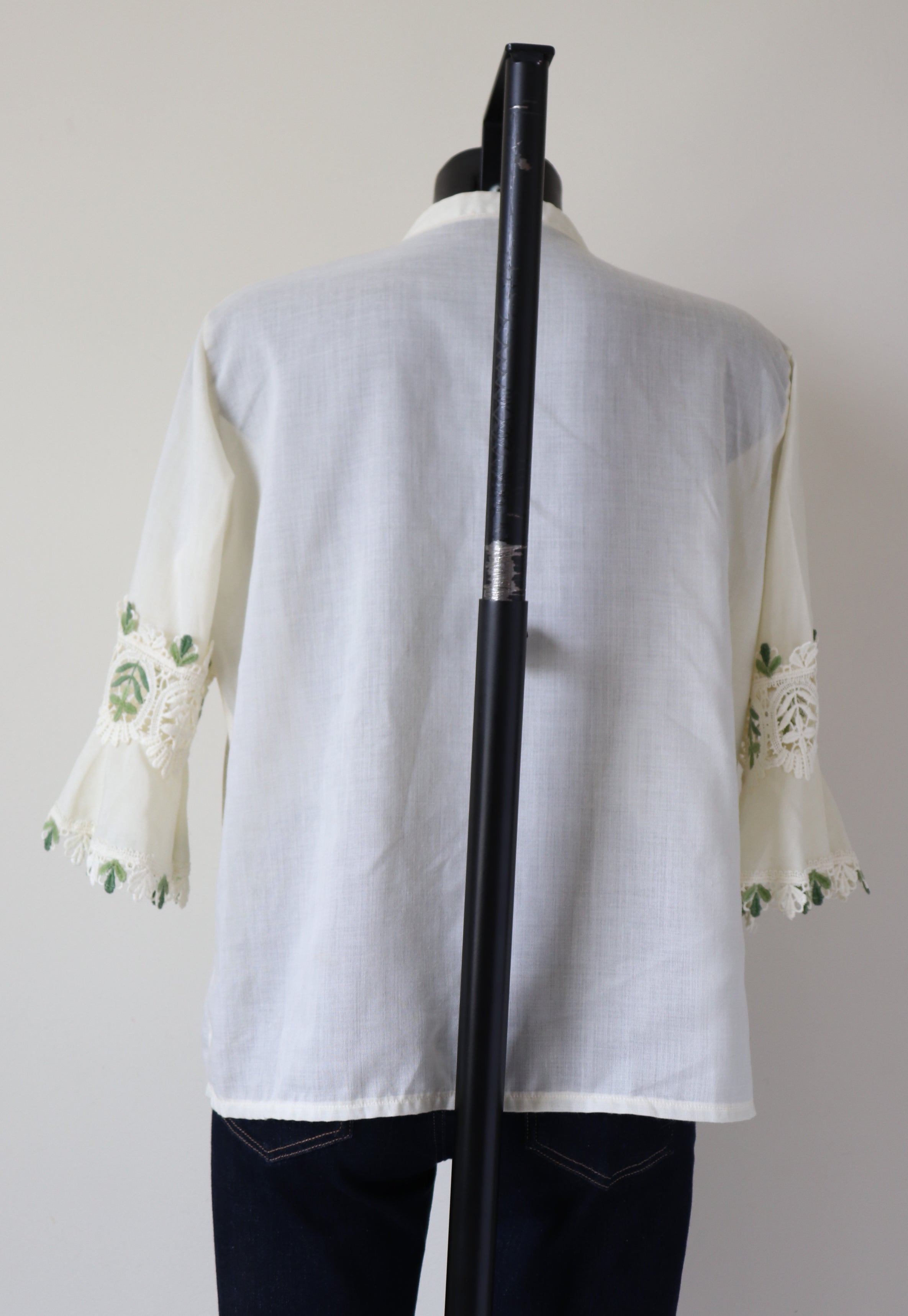 Vintage 1960s / 1970s Tyrol / Peasant Blouse - Cream / Lace - L / UK 14