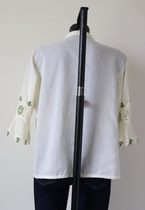 Vintage 1960s / 1970s Tyrol / Peasant Blouse - Cream / Lace - L / UK 14