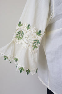 Vintage 1960s / 1970s Tyrol / Peasant Blouse - Cream / Lace - L / UK 14