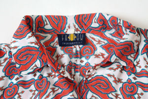 Farrow Vintage 1990s Cropped Shirt - Red Pattern - UK 12 / 14