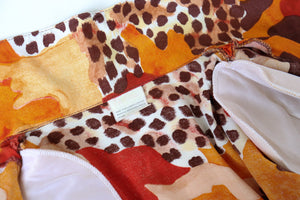 Leopard Print 1980s Long Tunic Shirt - Orange Oversized - M / L - UK 12 / 14
