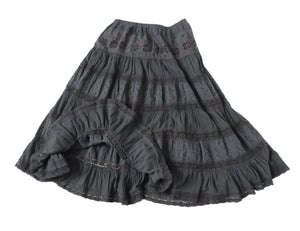 Black Prairie Peasant Skirt - Elasticated Waist - S / M - UK 10 / 12