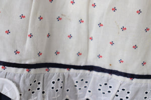 Prairie Skirt - Vintage 1970s - Blue /White / Red  Tiered - XS - UK 8