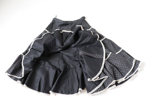 Ackermann Cotton  Prairie  Skirt - Vintage - Tiered - Black - XS / S - UK 8 / 10