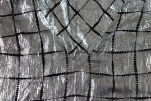 Silver Lamé /  Black Vintage 80's Top - See-Through - L / UK 14