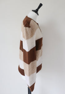 Vintage 1980s Hand Knit Cardigan - 1940s  Shape - Wool Blend - M / UK 12