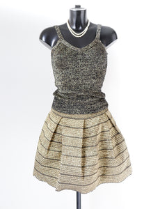 Gold Mini Flared Skirt - Stretchy - Ginger G - L / UK 14