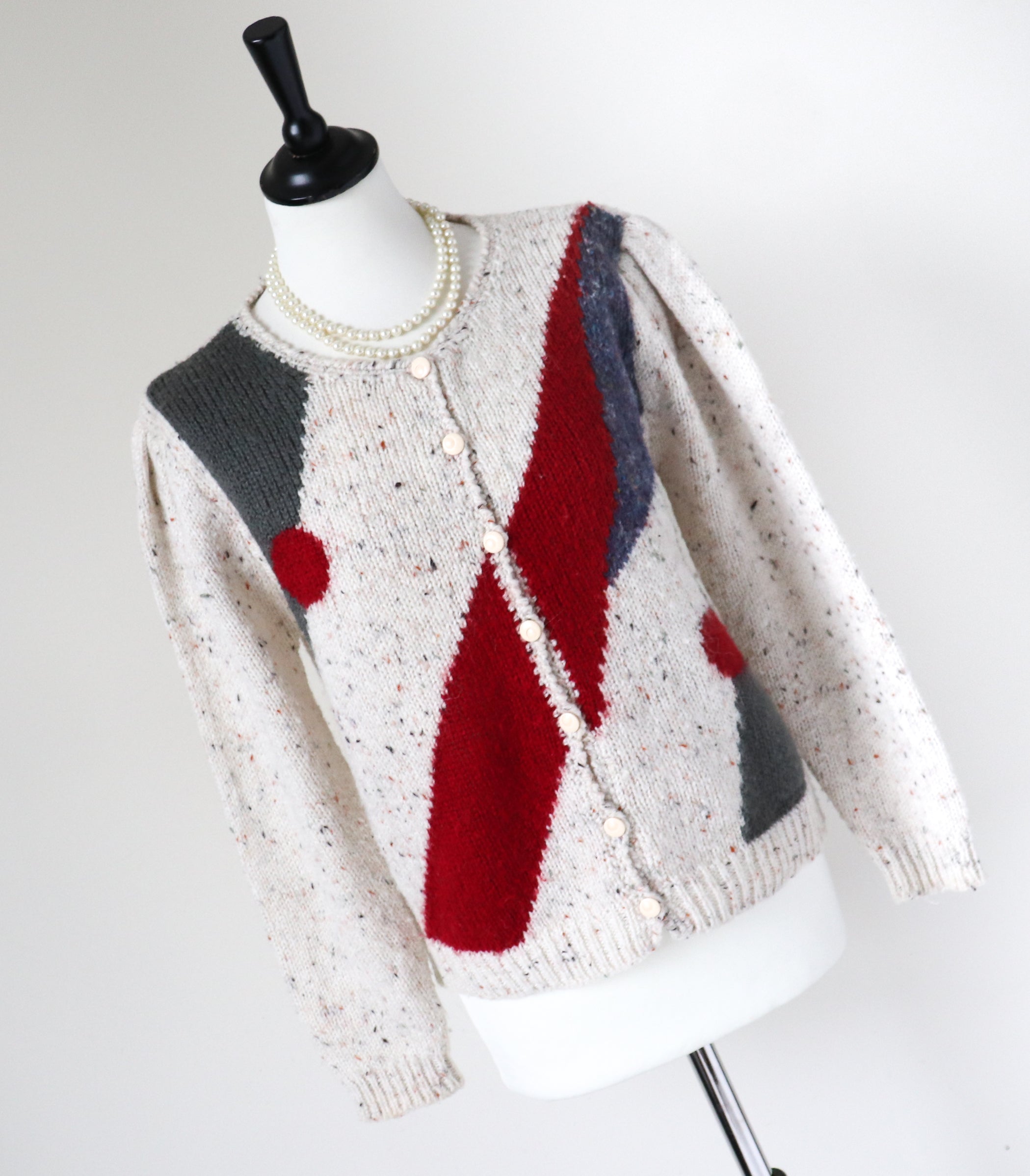 1980s Vintage Wool Blend Cardigan - 1940s Shape - M /  UK 12