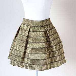 Gold Mini Flared Skirt - Stretchy - Ginger G - L / UK 14