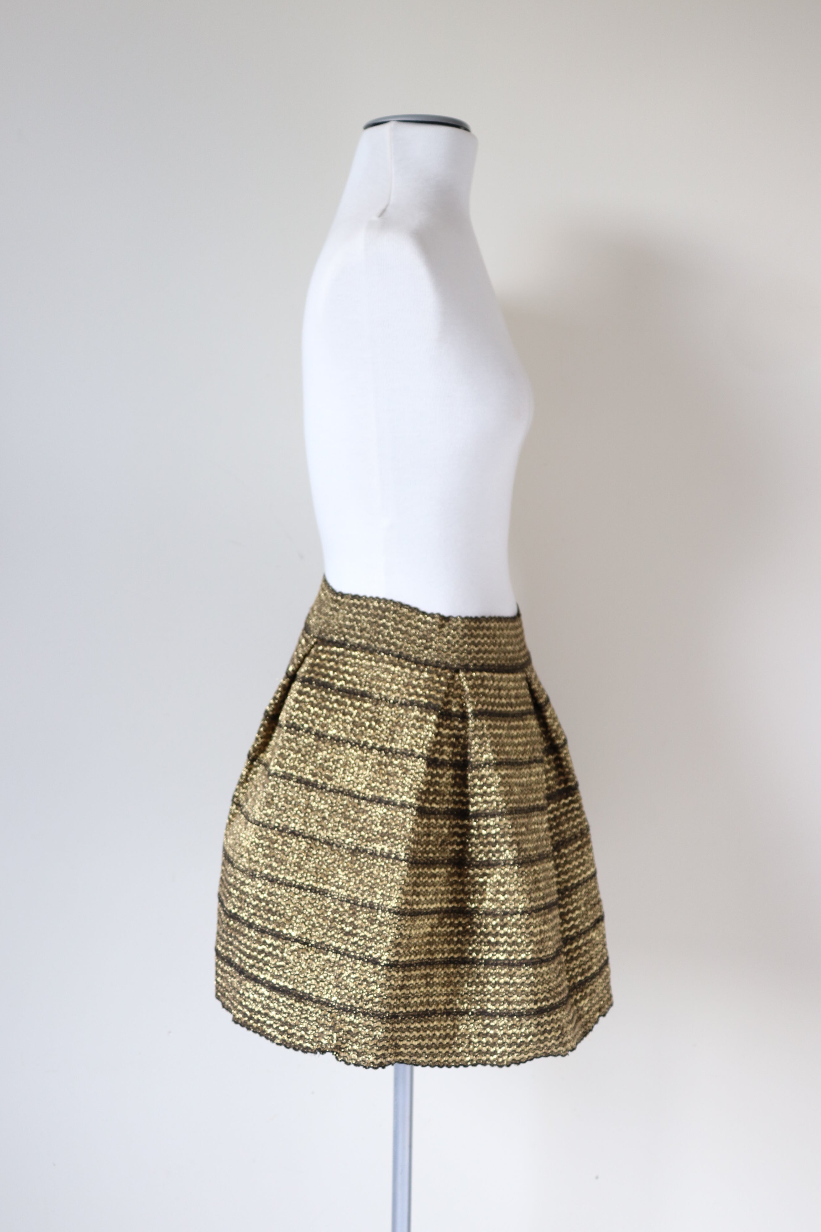 Gold Mini Flared Skirt - Stretchy  - Ginger G  - L / UK 14