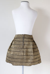 Gold Mini Flared Skirt Stretchy Ginger G L UK 14