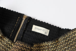 Gold Mini Flared Skirt - Stretchy - Ginger G - L / UK 14