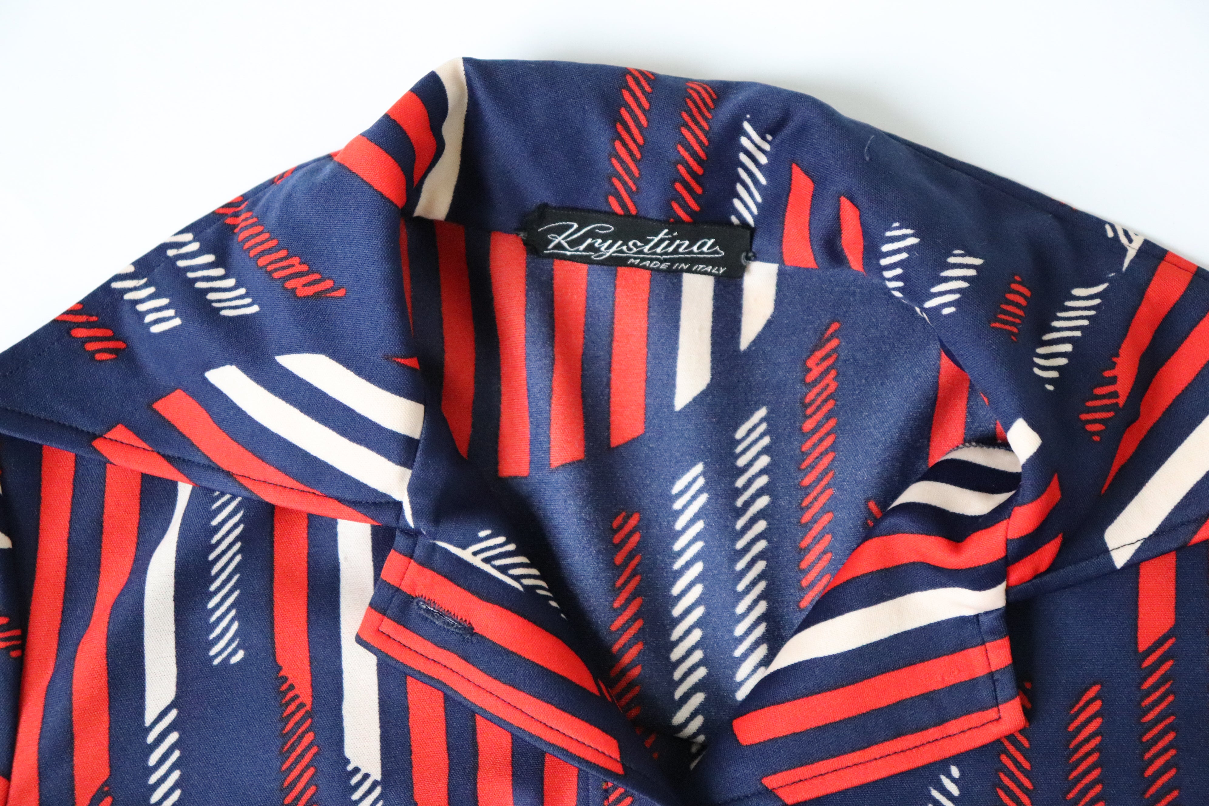 Krystina Vintage Shirt Dress - Polyester Striped - 1970s - UK 8 / 10
