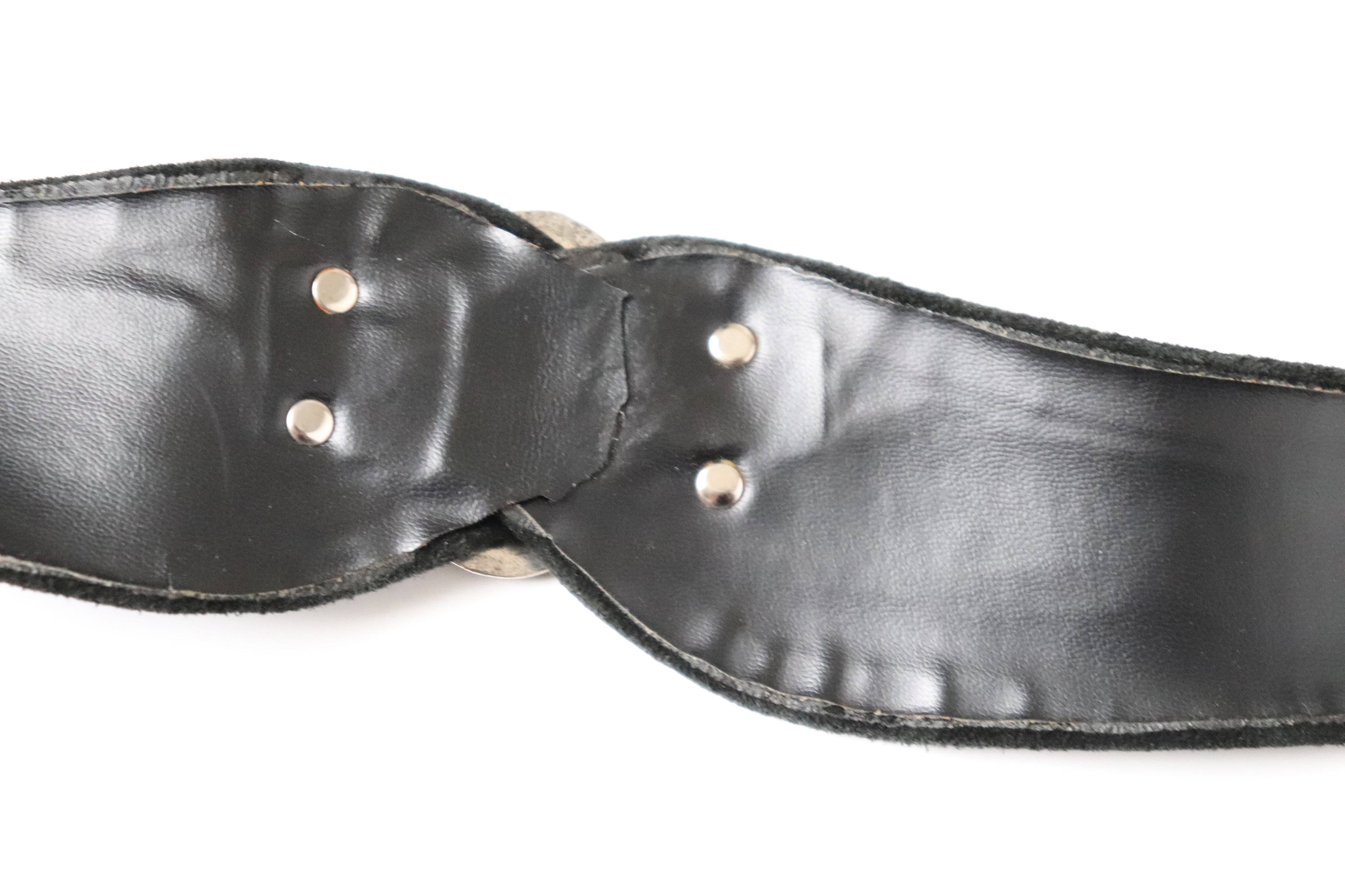 Black Suede Leather Tyrol Corset Vintage Belt - Dirndle - Wide - Small