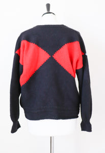 Vintage Cardigan - 1980s - Tyrol / Oktoberfest Style - Black / Red - UK 10