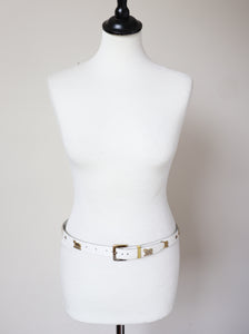 Vintage Appenzeller Belt FAUX Leather - Oktoberfest - White - S / M