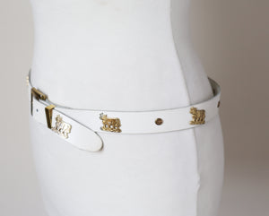 Vintage Appenzeller Belt FAUX Leather - Oktoberfest - White - S / M