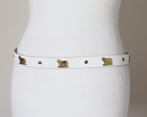 Vintage Appenzeller Belt FAUX Leather - Oktoberfest - White - S / M