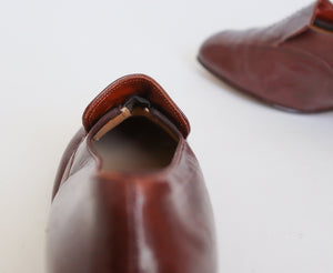 SPIESS Vintage Heel Loafers - Brown Leather - 1970s - Fit 39.5 / UK 6.5