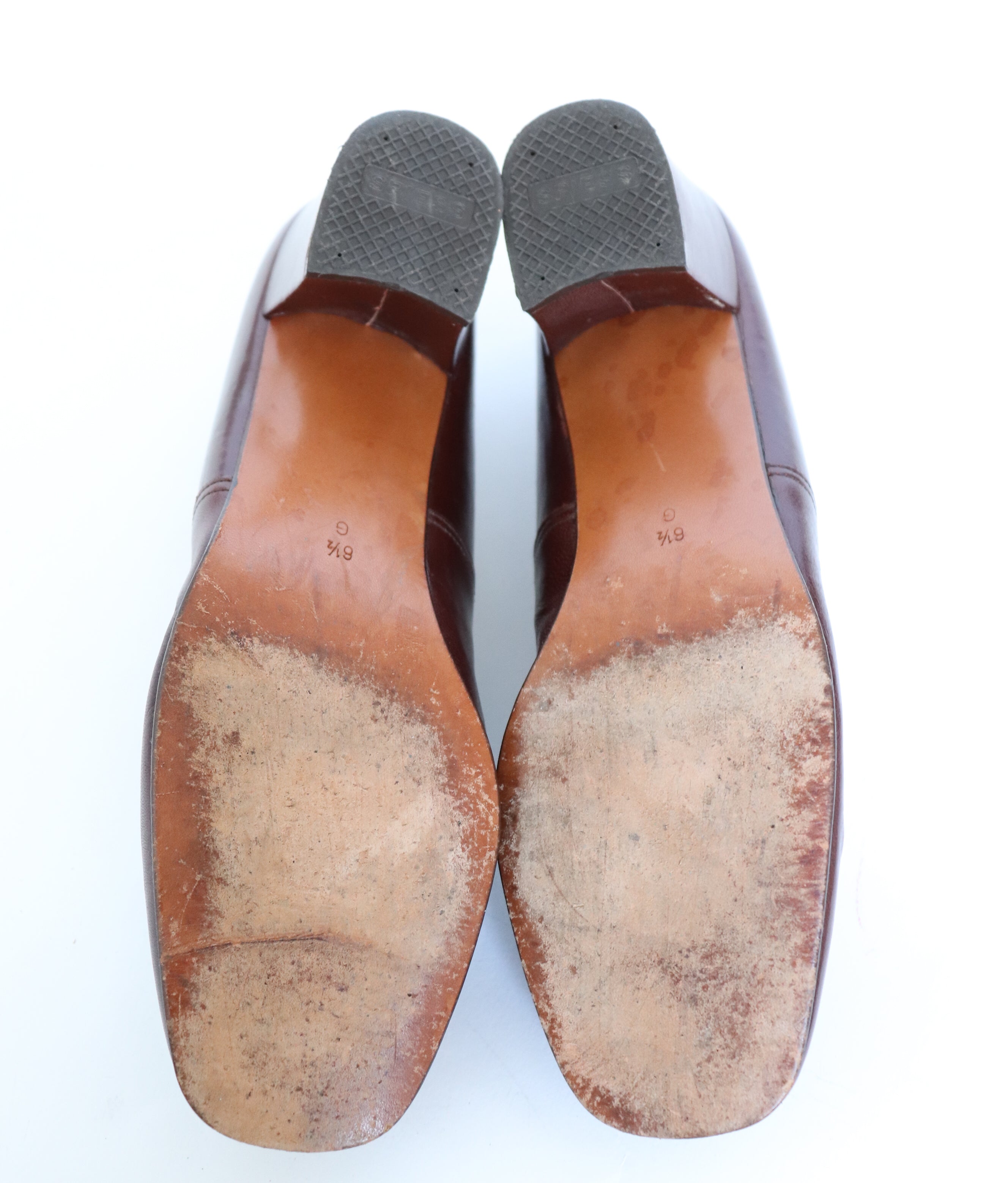 SPIESS Vintage Heel Loafers - Brown Leather - 1970s - Fit 39.5 / UK 6.5