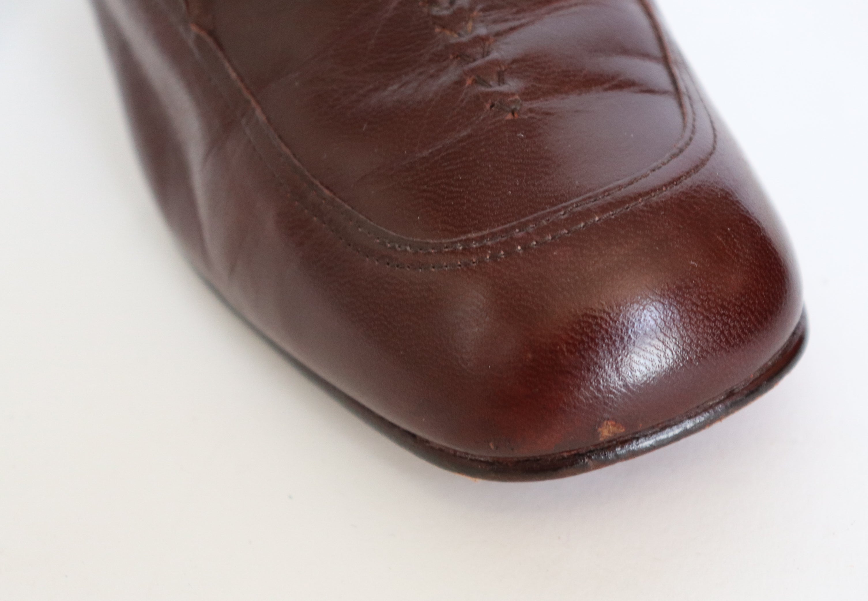 SPIESS Vintage Heel Loafers - Brown Leather - 1970s - Fit 39.5 / UK 6.5