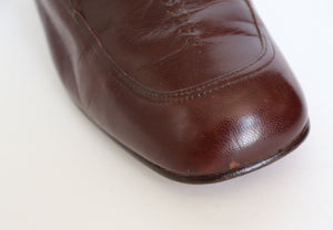SPIESS Vintage Heel Loafers - Brown Leather - 1970s - Fit 39.5 / UK 6.5