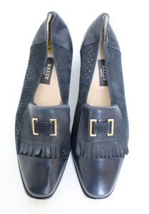 Bally Vasano Wedge Loafers - Blue Leather  - Fit 40 / UK 7