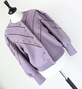 Vintage Tirol Wool Cardigan - Mauve Wool- Saltzburger Trachten - Oktoberfest - M / UK 12