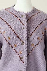 Vintage Tirol Wool Cardigan - Mauve Wool - Saltzburger Trachten - Oktoberfest - M / UK 12