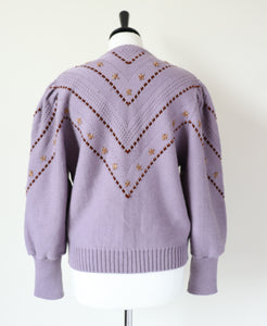 Vintage Tirol Wool Cardigan - Mauve Wool - Saltzburger Trachten - Oktoberfest - M / UK 12