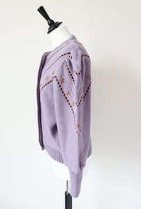Vintage Tirol Wool Cardigan - Mauve Wool - Saltzburger Trachten - Oktoberfest - M / UK 12