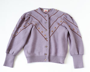 Vintage Tirol Wool Cardigan - Mauve Wool - Saltzburger Trachten - Oktoberfest - M / UK 12