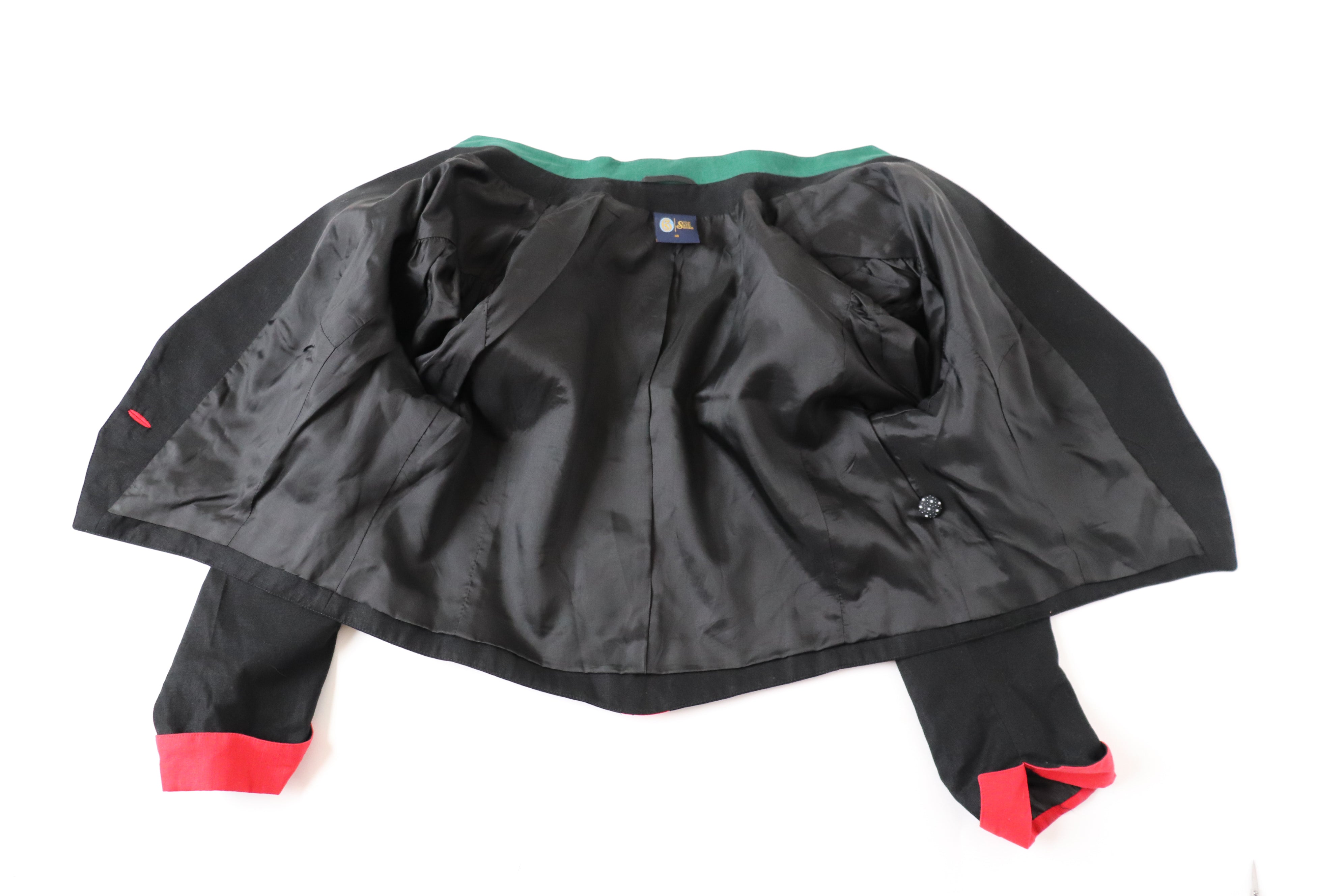 C&A Black Tirol Trachten Jacket - Vintage 1980s - Linen / Cotton Blend - Fit L / UK 14