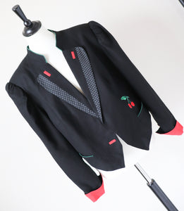 C&A Black Tirol Trachten Jacket - Vintage 1980s - Linen / Cotton Blend - Fit L / UK 14