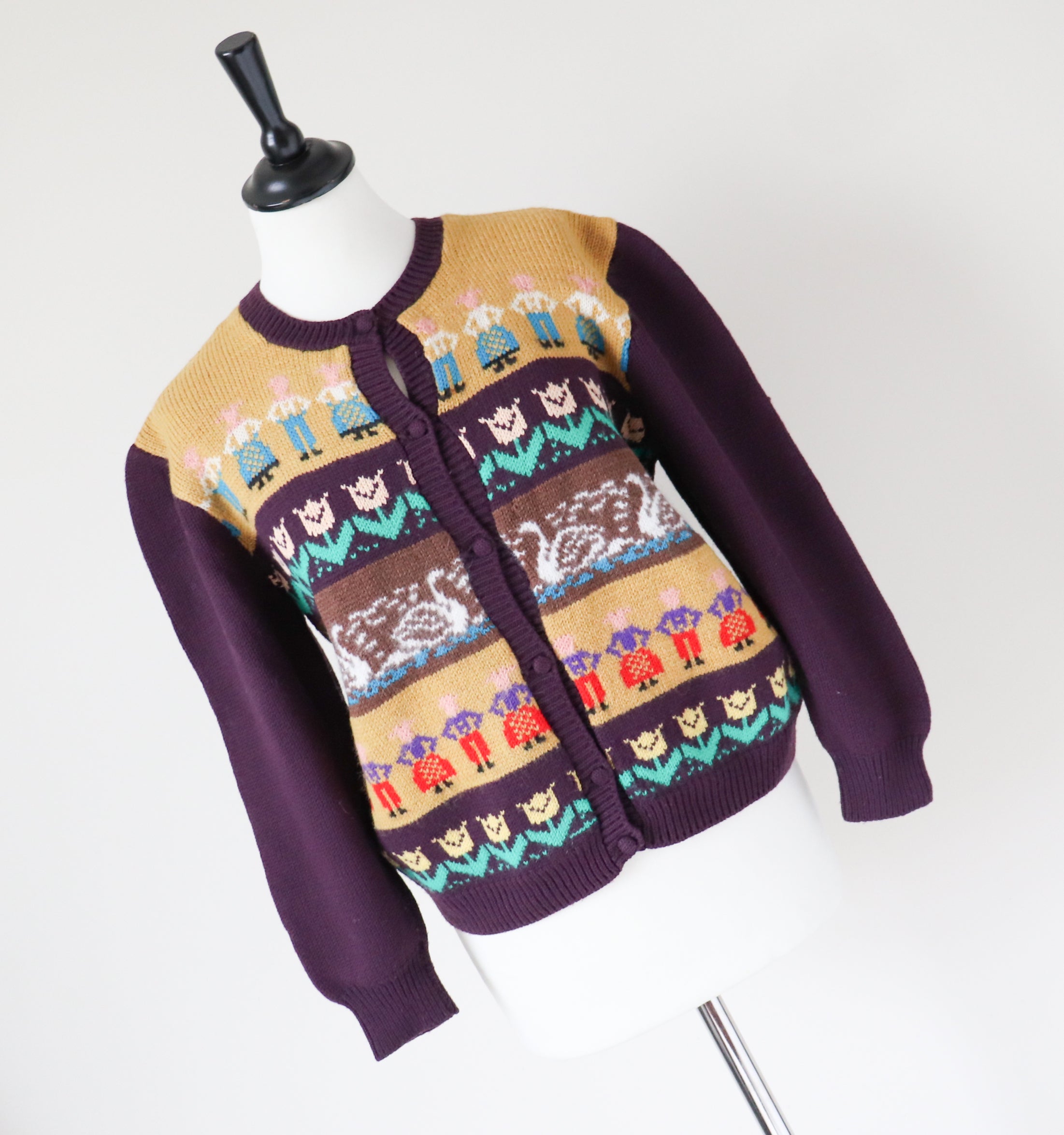 Vintage Fair Isle Cardigan - Paper Dolls - Multi-Colour - Wool Blend  S/M  / UK 10/12