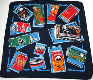 Pop Art 'Household Tins' vintage silk scarf