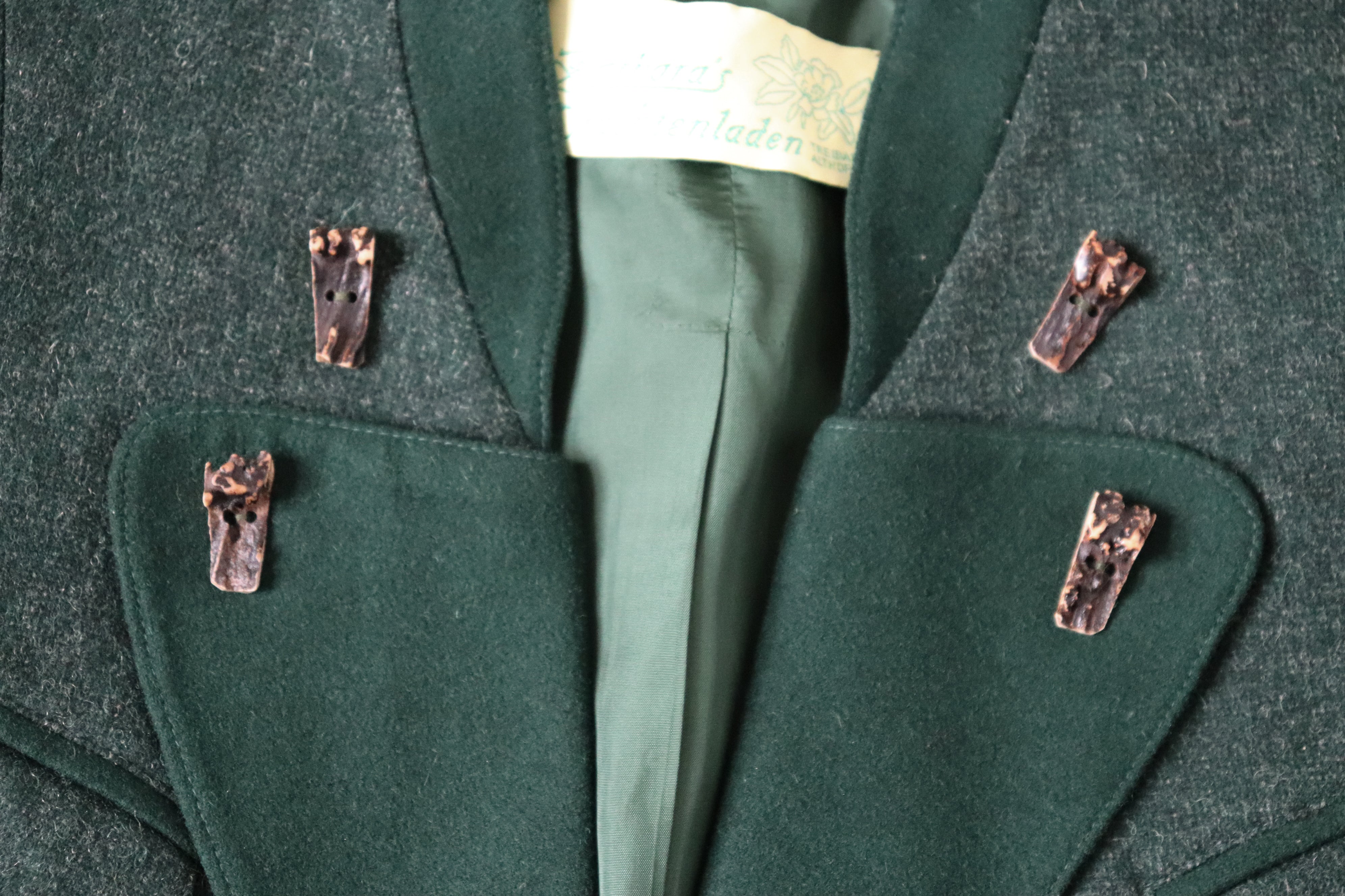 Vintage Tirol Trachten Jacket - Green Wool - Barbara's Trachtenladen - M / UK 12