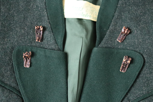 Vintage Tirol  Trachten Jacket - Green Wool - Barbara's Trachtenladen  - M / UK 12