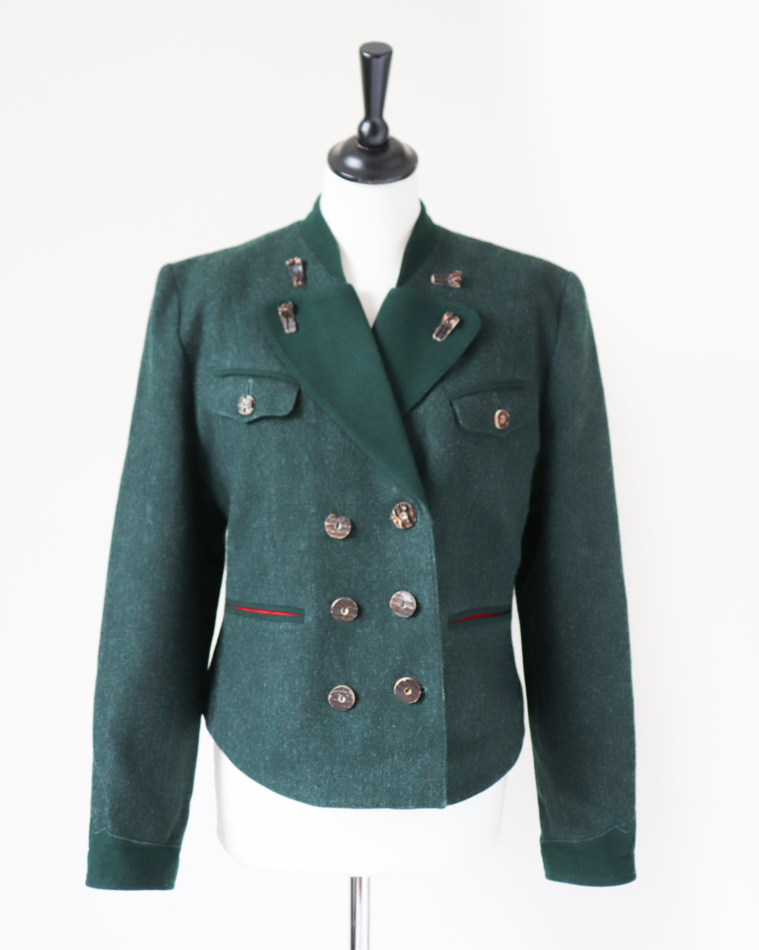 Vintage Tirol Trachten Jacket - Green Wool - Barbara's Trachtenladen - M / UK 12