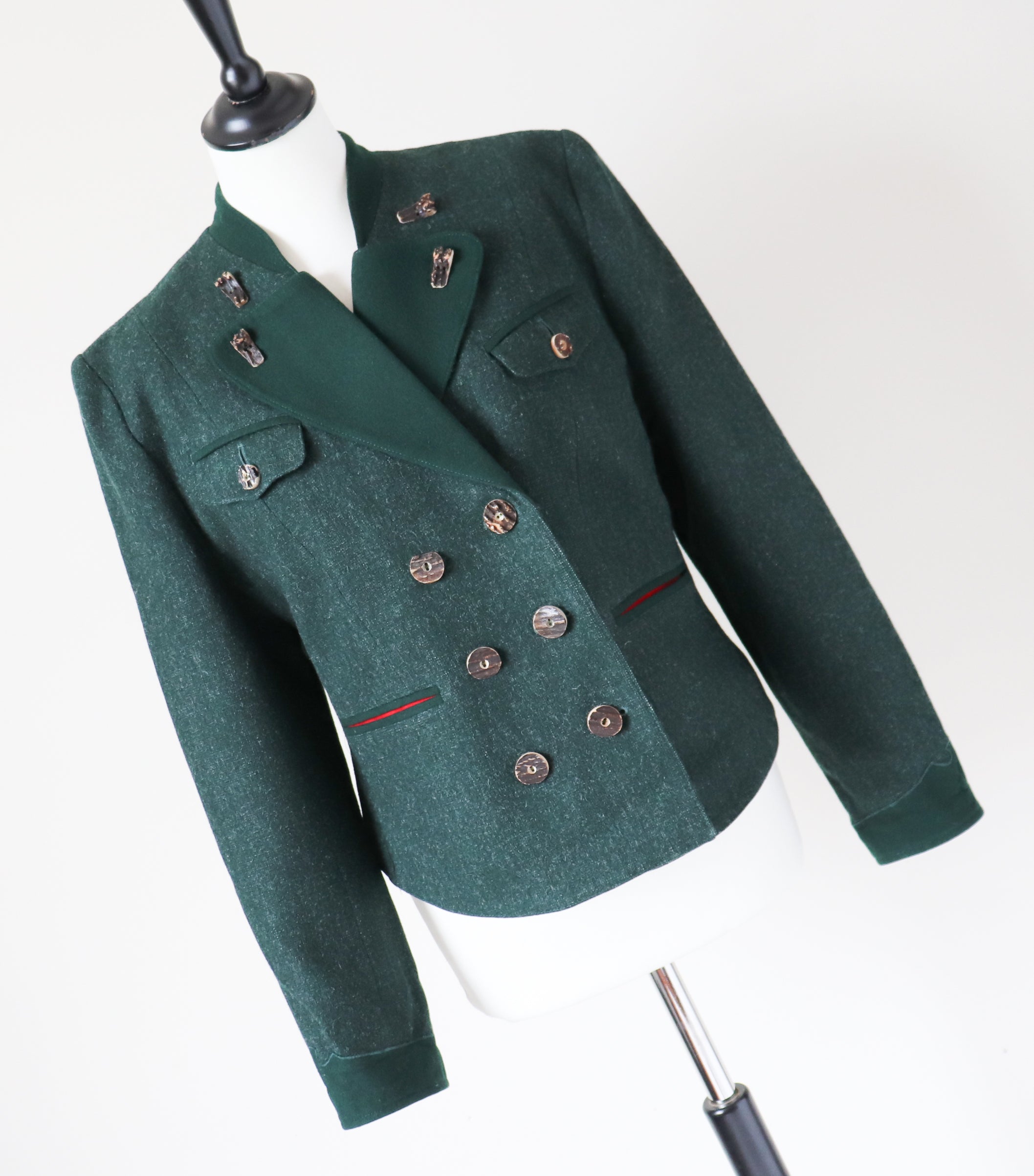 Vintage Tirol  Trachten Jacket - Green Wool - Barbara's Trachtenladen  - M / UK 12