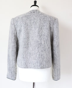 Vintage Tirol Trachten Jacket - Furry Grey Wool Blend - Fit  L  / UK 14