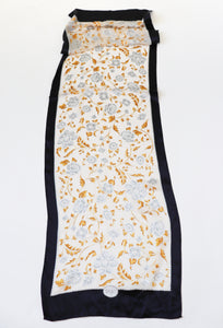 Basile Vintage Silk Scarf - Black / Ivory / Gold - Baroque - LONG