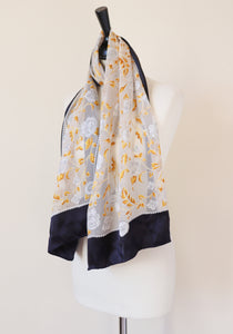 Basile Vintage Silk Scarf - Black / Ivory / Gold - Baroque - LONG